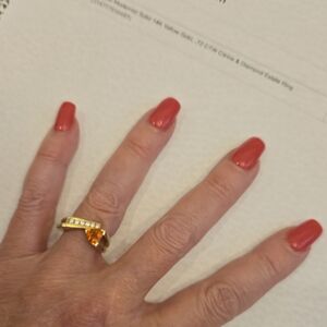 Unique Modernist 14k Yellow Gold, Citrine And Diamond Ring Sz 5